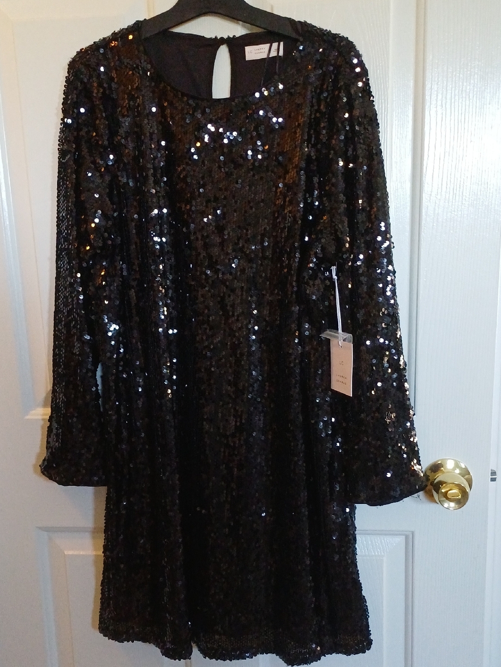 LC Lauren Conrad Black Sequin Long Sleeve Dress